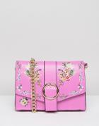 Asos Floral Embroidered Shoulder Bag - Pink