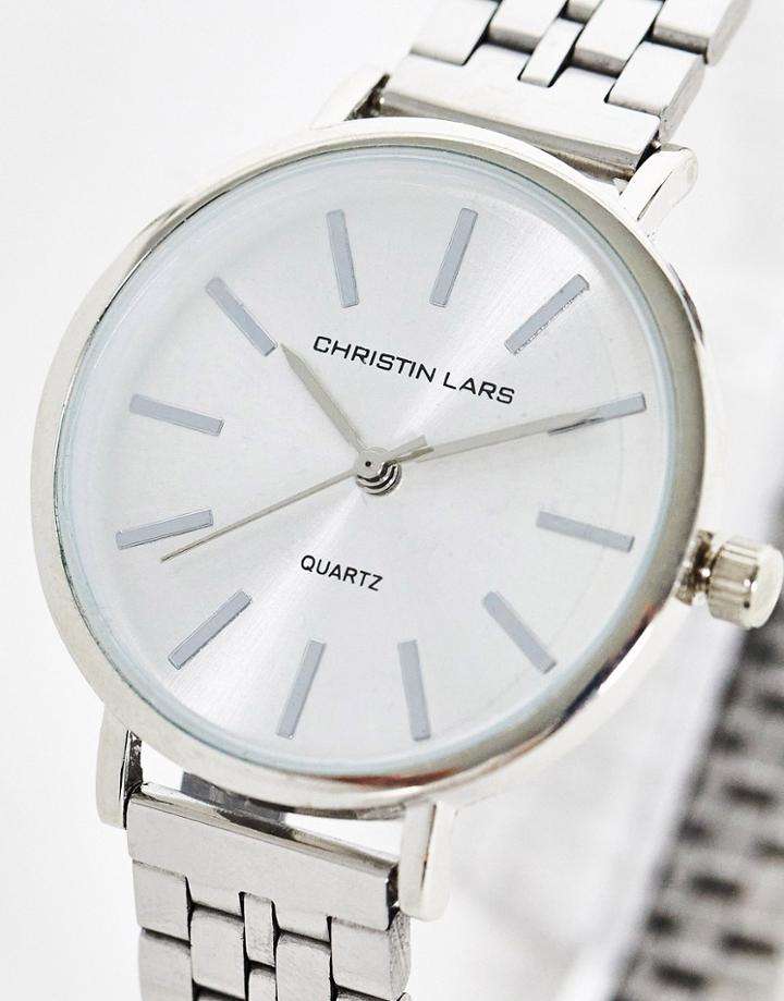 Christian Lars Womens Chunky Link Strap Watch In Silver