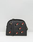 Liquorish Cross Body Bag With Lipstick Studs - Black