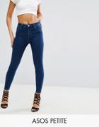 Asos Petite Ridley High Waist Skinny Jeans In Popular Deep Blue Wash - Blue