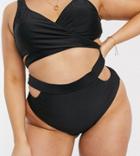 Brave Soul Plus Wrap Around Bikini Bottoms-black