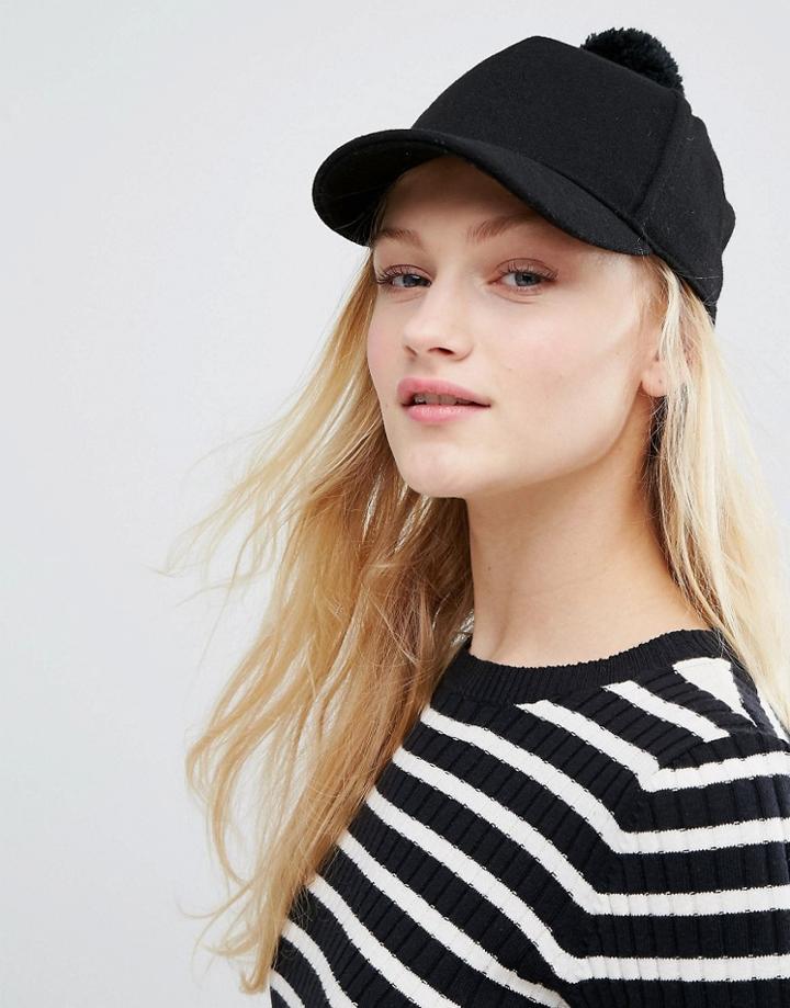 Monki Pom Pom Cap - Black