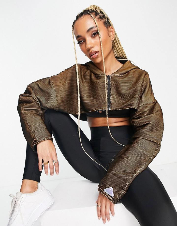 Nike Air Jordan 23 Engineered Reversible Cropped Hoodie In Black And Brown