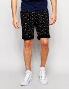 D-struct Astro Print Turn Up Shorts - Black