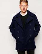 Fred Perry Peacoat In Wool - Navy