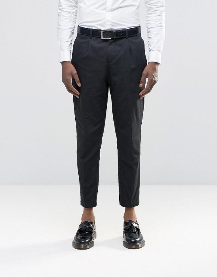 Selected Wedding Cotton Linen Suit Pants - Black