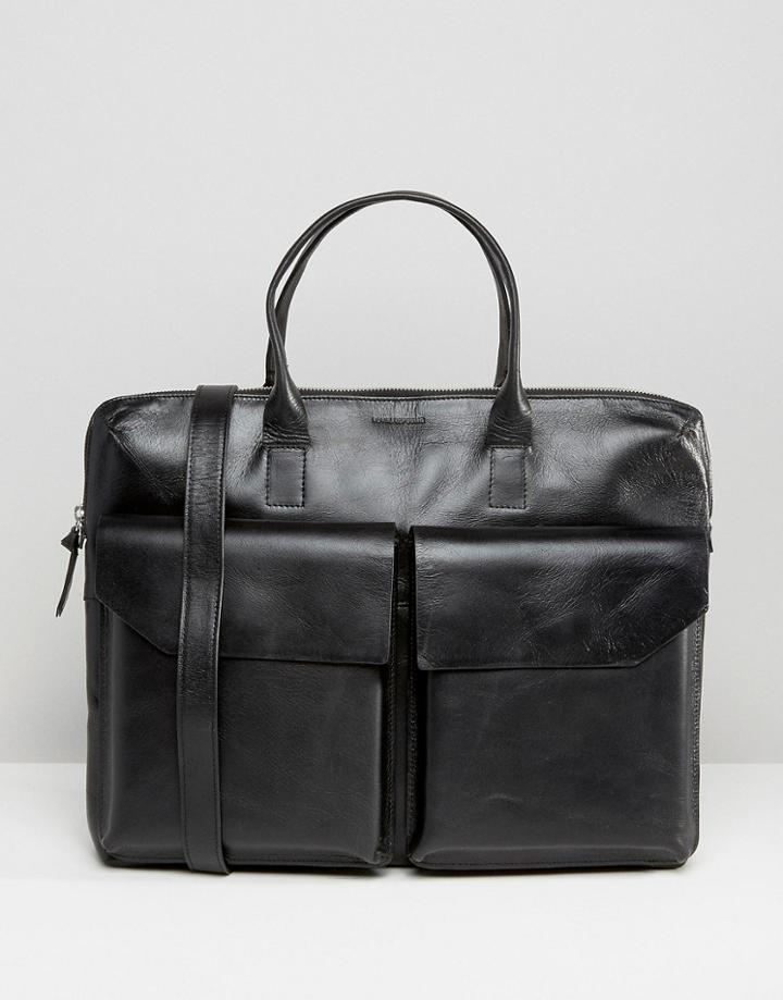 Royal Republiq Leather Bag Double Pocket In Black - Black