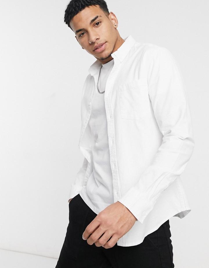 Asos Design Slim Fit Organic Oxford Shirt In White