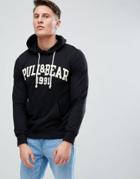 Pull & Bear Logo Hoodie In Black - Black