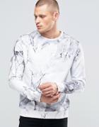 Religion Sweatshirt With All Over Marble Print - White