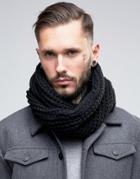 7x Chunky Infinity Scarf In Black - Black