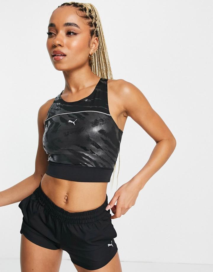 Puma Running High Shine Crop Top In Black
