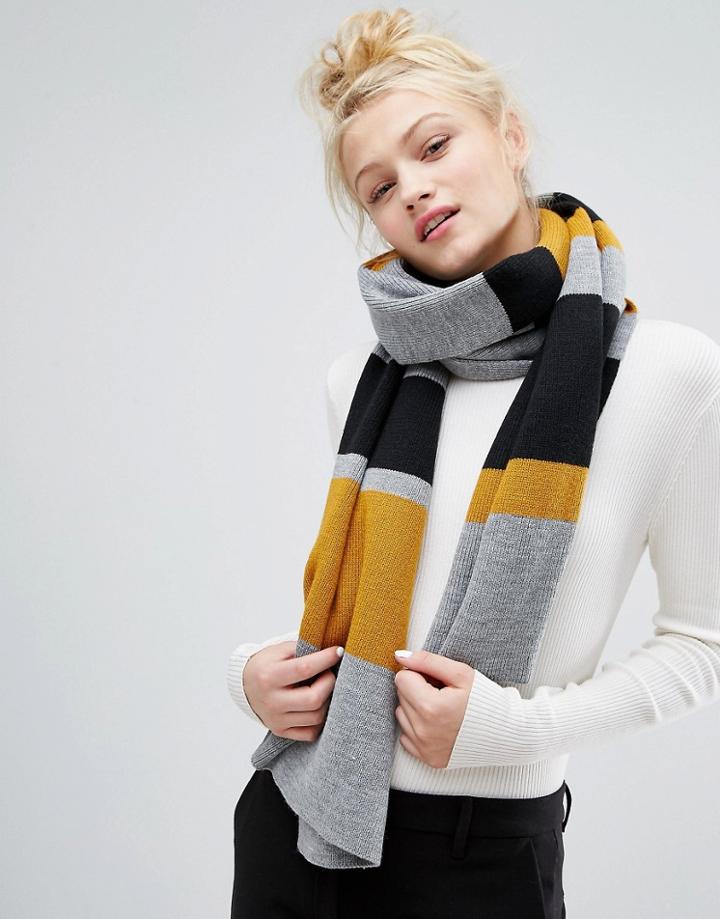 Monki Stripe Scarf - Yellow