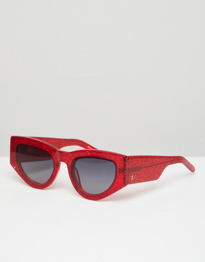 Vow London Naomi Cat Eye Sunglasses In Red Giltter - Red