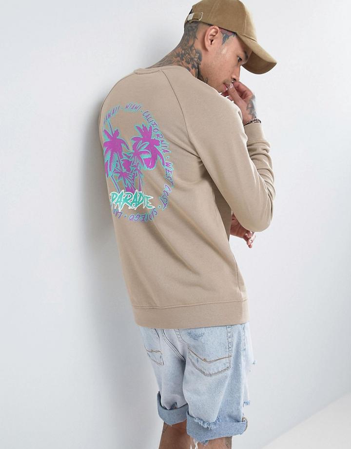 Asos Sweatshirt With Back Print - Beige