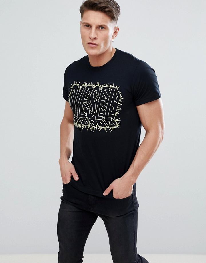 Diesel T-diego Sm Cactus Spike Logo T-shirt - Black