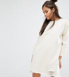 Waven Tall 3/4 Sleeve Denim Dress With Extreme Distressed Hem - Beige