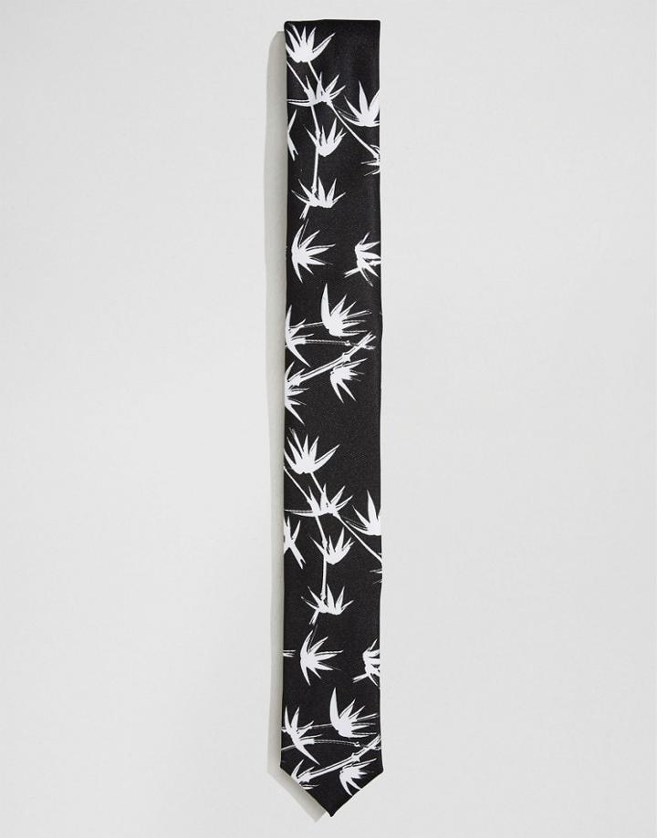 Asos Tie In Bamboo Print - Black