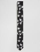 Asos Tie In Bamboo Print - Black