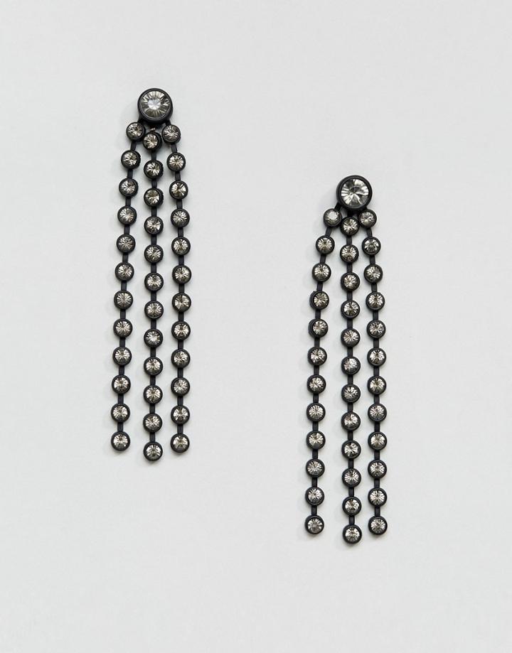 Stradivarius Embellished Earring - Black