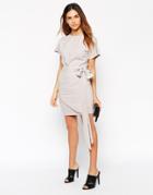 Asos Pencil Dress With Wrap Skirt And Obi Belt - Dove Gray $39.00