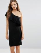 Minimum Moves One Shoulder Ruffle Dress - Black