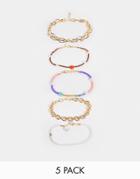 Madein Charm Bracelet With Pearl And Chain Details-gold