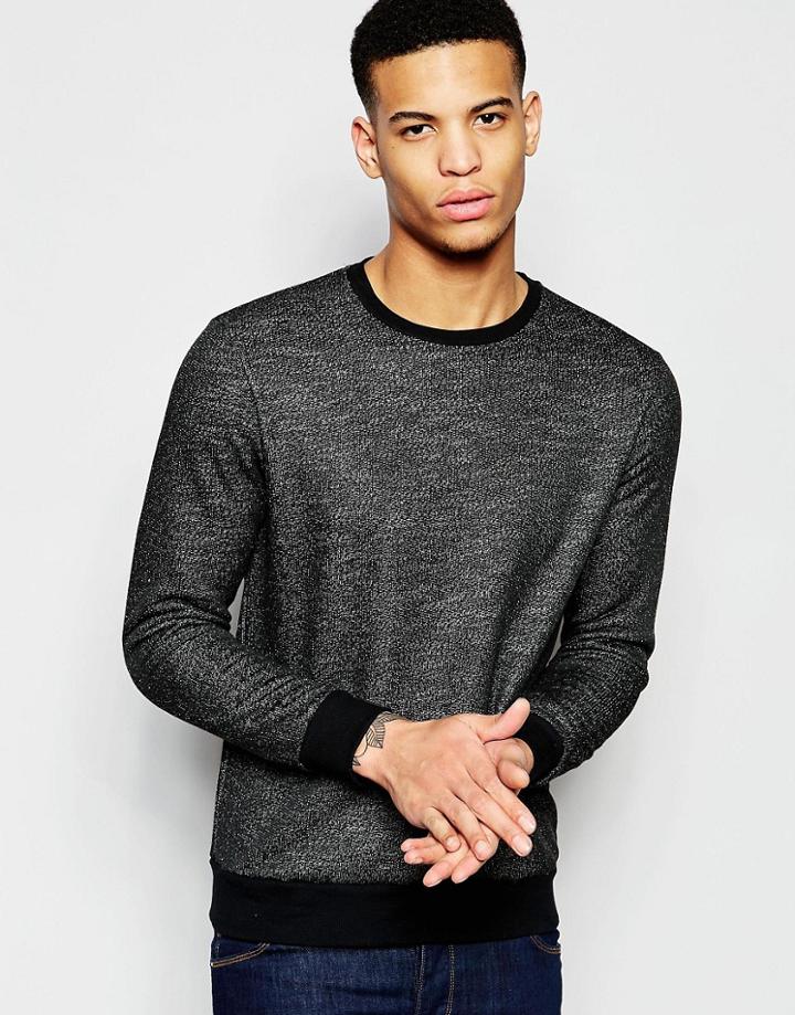 Pull & Bear Sweatshirt In Black Marl - Black