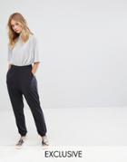 Monki Relaxed Leg High Waist Pants - Black