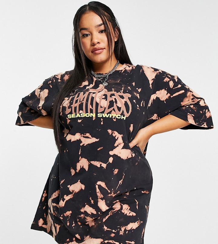 Public Desire Curve Oversized T-shirt Dress In Acid Wash-multi