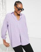 Urban Threads Oversized Checked Shirt In Lilac-purple