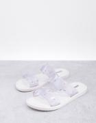 Melissa Bubble Double Strap Sandals In White Daisy Print