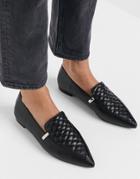 Asos Design Licorice Quilted Loafer Ballet Flats In Black