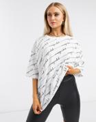 Missguided Two-piece Oversized T-shirt With Script Print In White