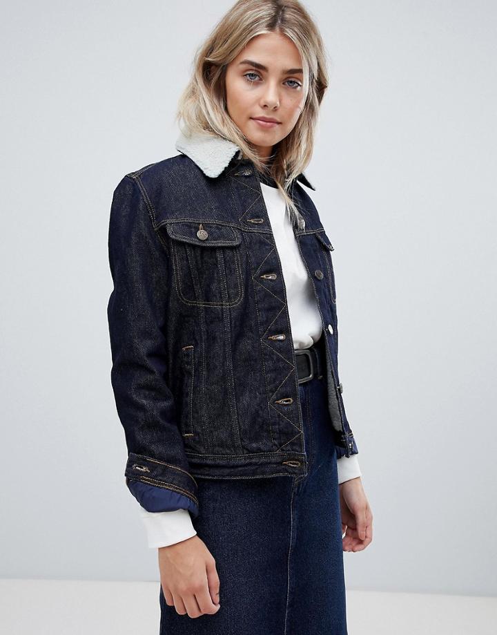 Lee Denim Jacket With Fleece Lining-blue