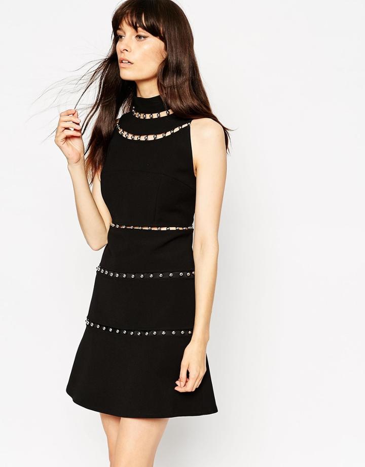 Asos Shift Dress With Metal Balls - Black