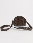 Asos Design Large Snake Half Moon Bag-brown