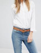 Pieces Leather Belt In Tan - Tan