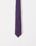 Asos Design Slim Tie In Ark Purple And White Mini Dot-multi