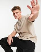 River Island Regular Fit Tonal Washed T-shirt In Stone-neutral