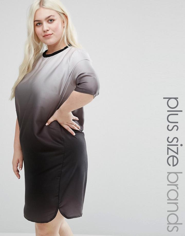 Elvi Plus Ombre Dress - Black