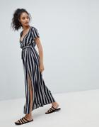 Rock & Religion Stripe Maxi Dress With Slits - Navy