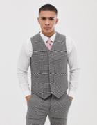 Asos Design Wedding Super Skinny Suit Vest In Gray Houndstooth