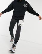 Asos Actual Sweatpants In Black Nylon With Cut And Sew Paneling