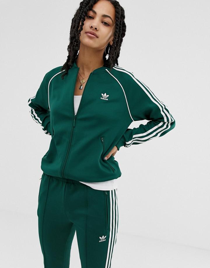 Adidas Originals Adicolor Three Stripe Track Jacket In Green