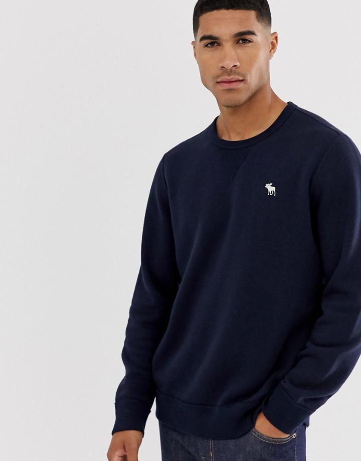 Abercrombie & Fitch Icon Logo Crewneck Sweatshirt In Navy