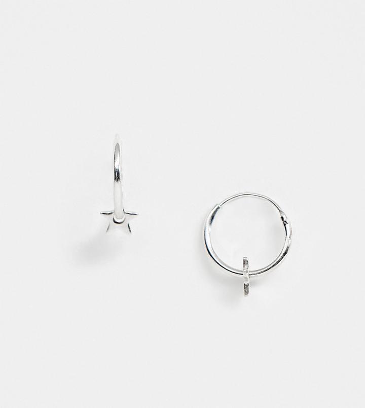 Kingsley Ryan 12mm Mini Star Hoop Earrings In Sterling Silver