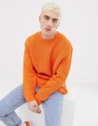 Asos Design Knitted Oversized Sweater In Orange - Orange
