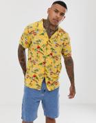 Bershka Relaxed Short Sleeved Shirt With Havana Print In Yellow