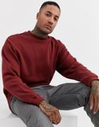 Asos Design Oversized Longline Sweatshirt In Wine-red